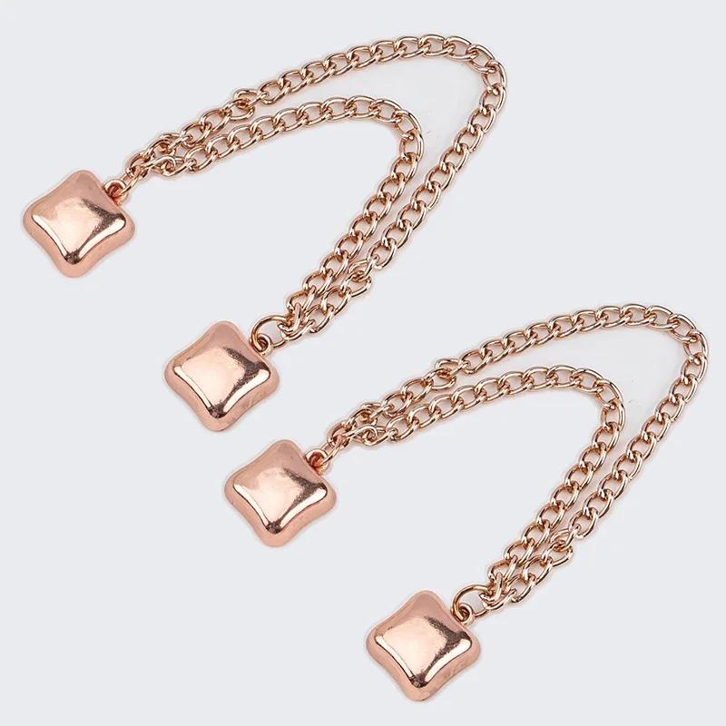 Multi-Function Magnetic Clothing Clip with Chain Metal Buttons Clip Clothes Scarf Trouser Legs Cuff Fixing Magnet Buckles
