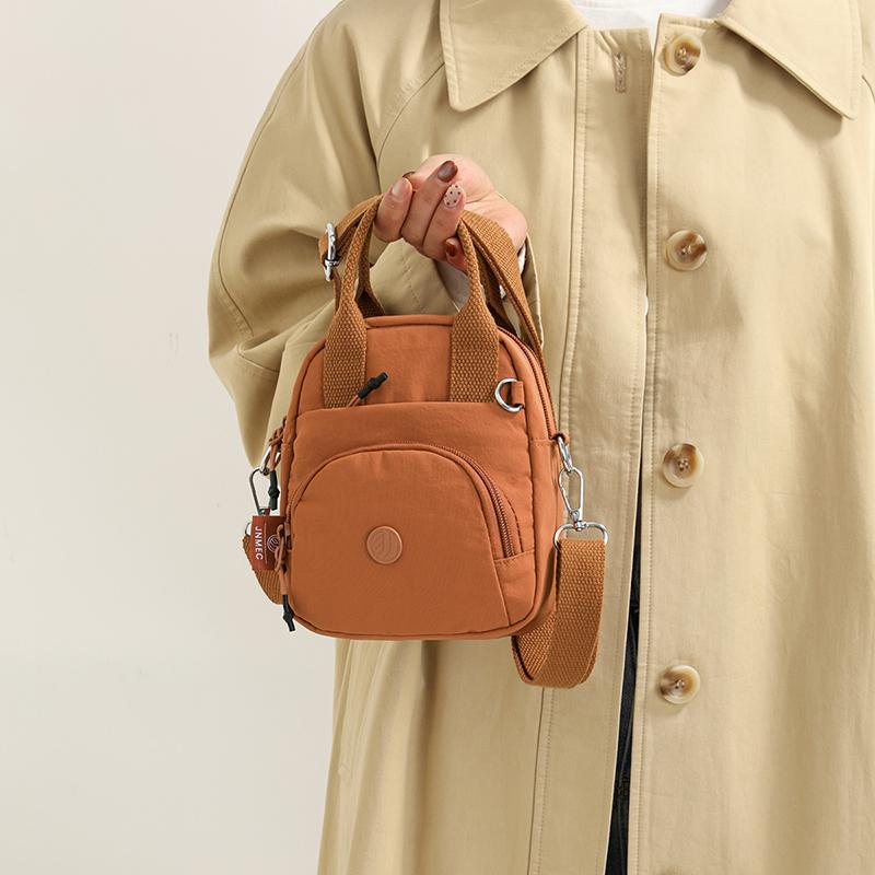 Small Square Bag Women's Travel Shoulder Bag Solid Color Crossbody Bag Water-Repellent Nylon Bag