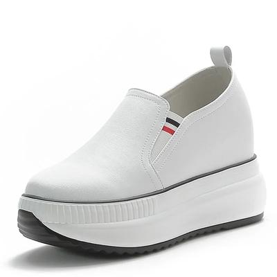 Nuove Sneakers Zeppa Piattaforma in Vera Pelle Moda Donna Suola Spessa Scarpe Casual Donna Rialzo Scarpe Vulcanizzate