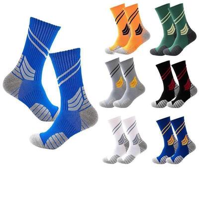 Men's Long Sports Socks - Shock Absorption Towel Bottom for Spring, Autumn, Winter Basketball and Outdoor Activities
