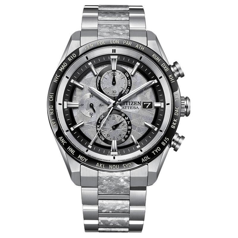 

CITIZEN Attesa Series 100 Meters Waterproof World Time Solar Quartz Titanium Strap 42mm Men s Watch Gray Dial AT8284-61A синій
