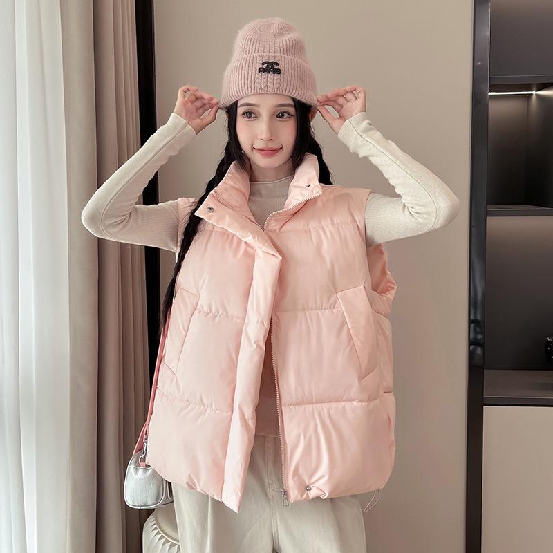 

Осенне-зимний пуховый хлопковый жилет женский жилет утолщенный теплый женский большого размера хлопковый жилет повседневный свободный верхняя одежда женские модели M розовый