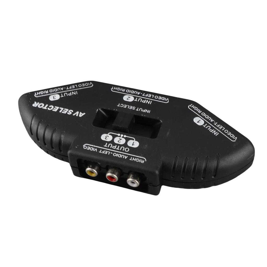 Splitter Audio Video RCA 3 In 1 Out Selettore Switch Nero con Cavo AV per DVD VCD VCR Nero