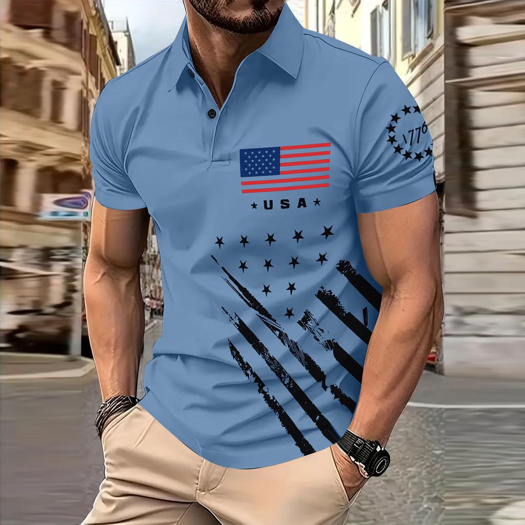 Men's  Golf Shirt Casual Sports V Neck Ribbed  Collar Short Sleeve Fashion Casual Solid Color Plain Spring & Summer Regular Fit