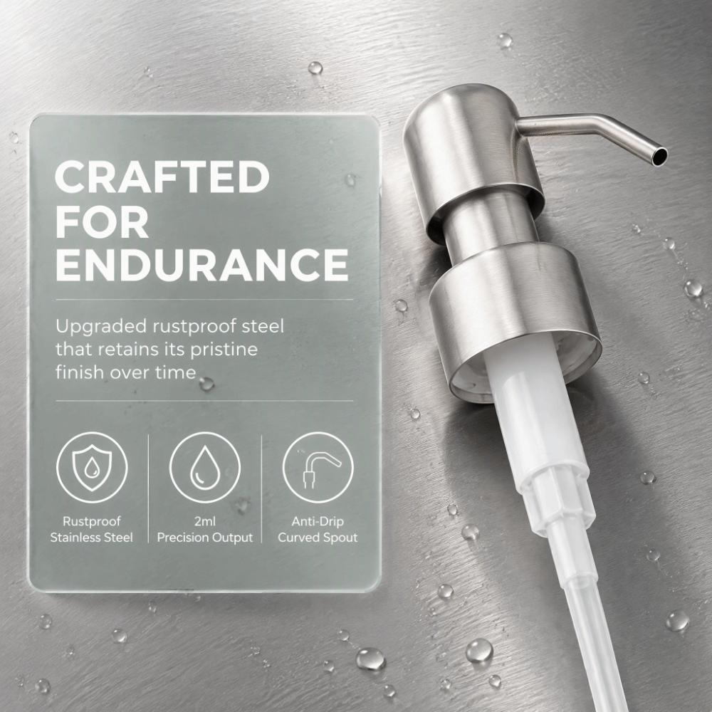 Rust Proof Pump Replacement Head Stainless Steel Soap Dispenser Pump Bathroom Kitchen Use