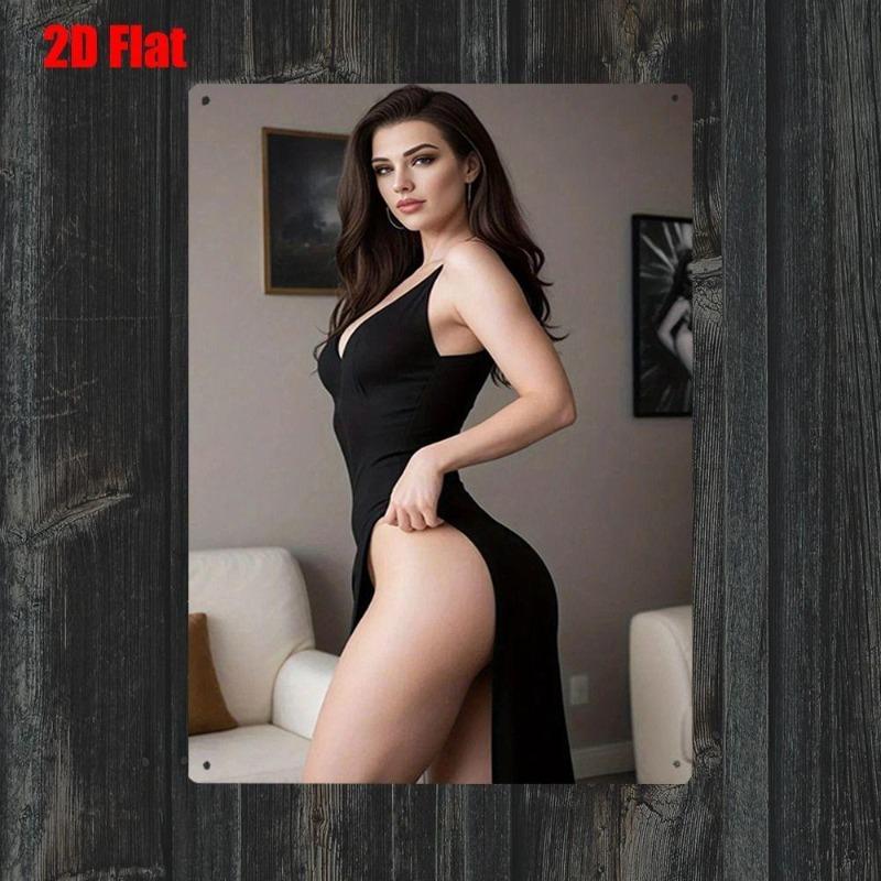 Pin-Up Girl Tin Plates, Garage Workshop Metal Decor 20x30cm