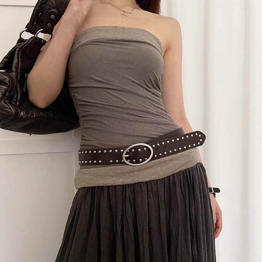 Adjustable Y2K Wide Belt Punk PU Leather Waistbands Vintage Rivet Waist Belt  Summer