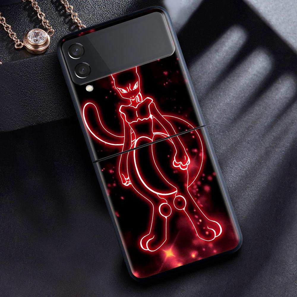 Anime Pokemon Japan Cell Case For Samsung Galaxy Z Flip 3 4 5G Fashion Z Flip3 Luxury Black Hard Back Phone Coque Cover