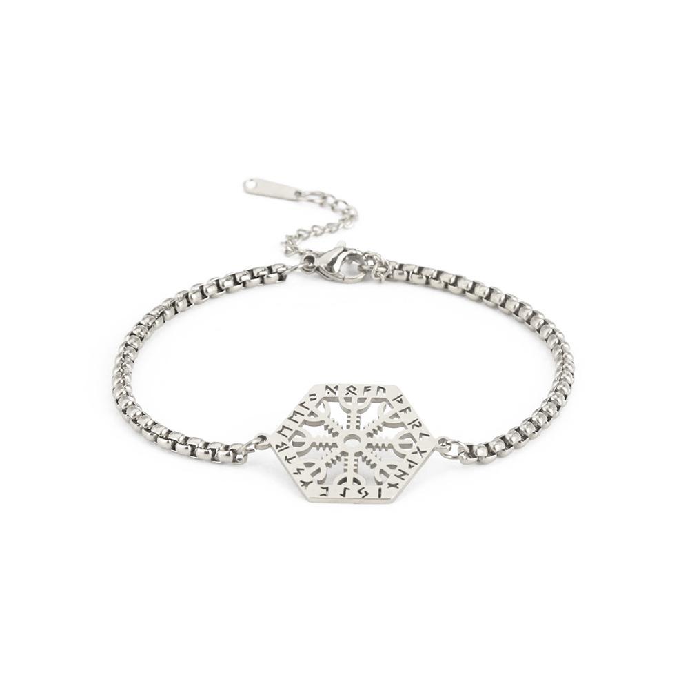 

Fashion Minimalist Viking Symbol Pendant Box Chain Bracelet Versatile Accessory