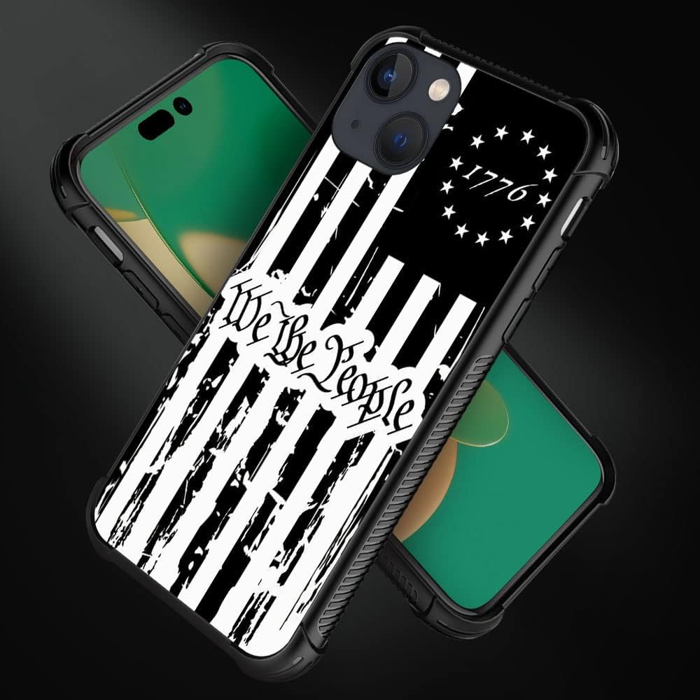 Compatible with iPhone 14,H American Flag KT8 Pattern Design Scratch and Shock Resistant Rugged TPU Protective Case for iPhone 14 6.1 Inch