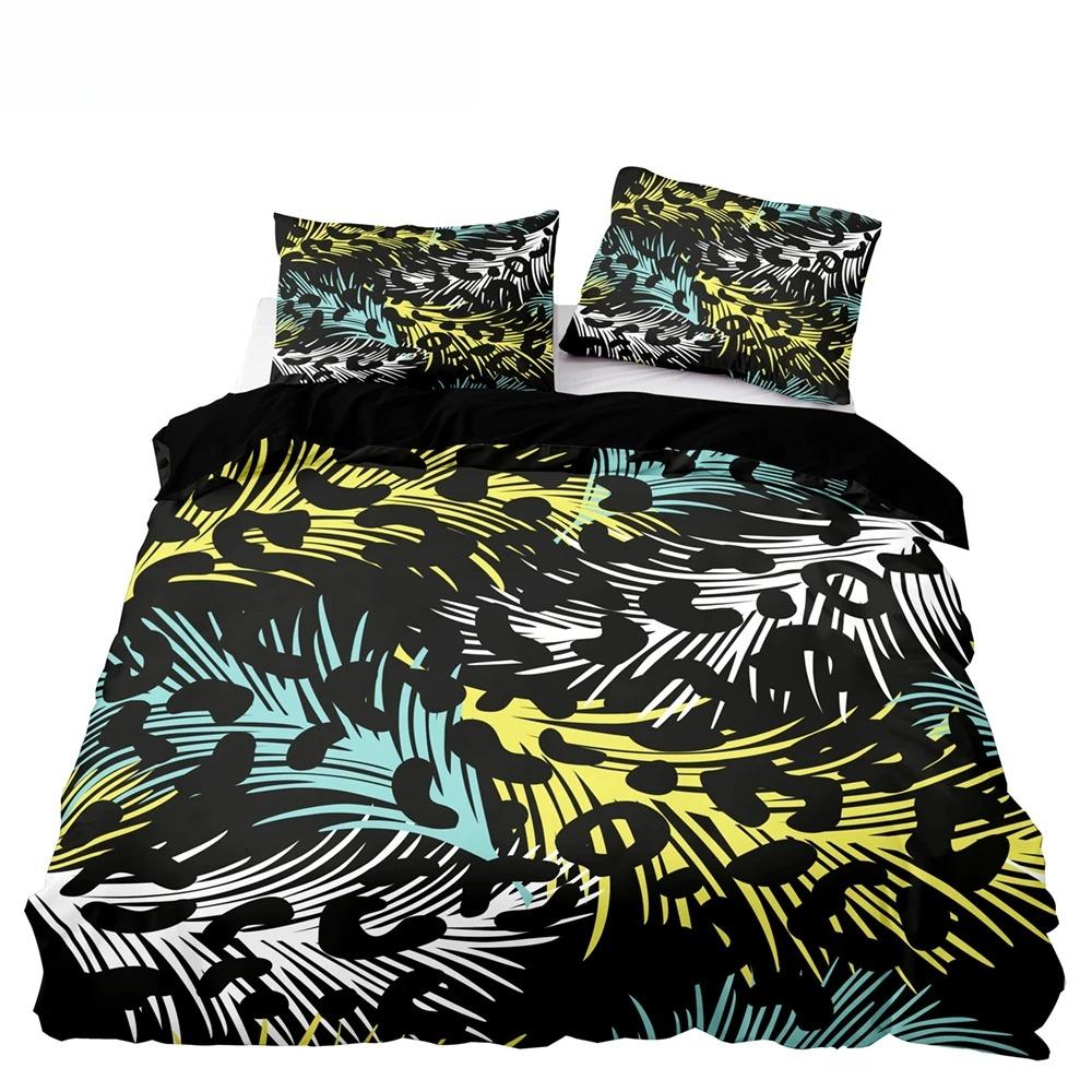 Set Biancheria da Letto Stile Americano Queen Rosa Motivo Leopardo Copripiumino con Federa Singolo Matrimoniale King Piumino Morbido Copriletto