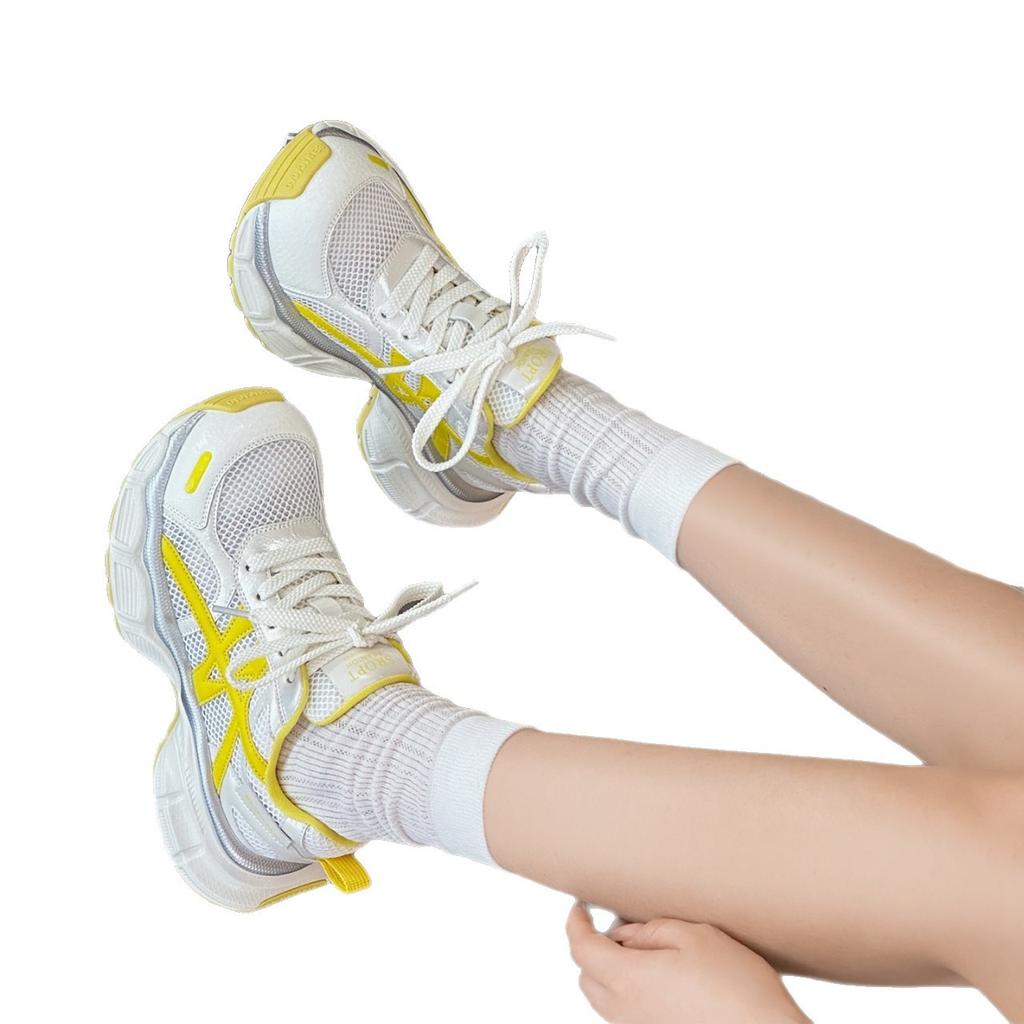 Leather mesh breathable dad shoes women's 2025 summer new versatile lightweight fashion ultra-light bottom casual sports shoes
