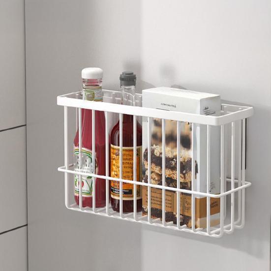 Cabinet Door Organizer Adhesive Storage Rack Inside Cabinet Kitchen Wall Mounted Pantry Caddy Hanging Storage Basket for Fridge Bathroom Organization