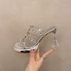 Mode Elegant Lässig Diamantspitze Kristall Feiner Absatz Zehensandalen Sommer Transparent Offene Zehen Hohe Absätze für Damen