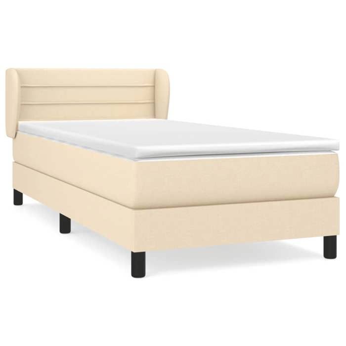 3126298 vidaXL Lit à sommier tapissier avec matelas Crème 90x200 cm Tissu