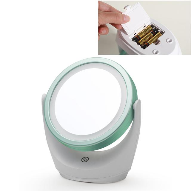 

Симпатичное светодиодное зеркало для ванной комнаты, зеркало для макияжа со светодиодной подсветкой, поворотное на 360 градусов, домашнее двустороннее увеличительное зеркало с сенсорным экраном, косметическое зеркало