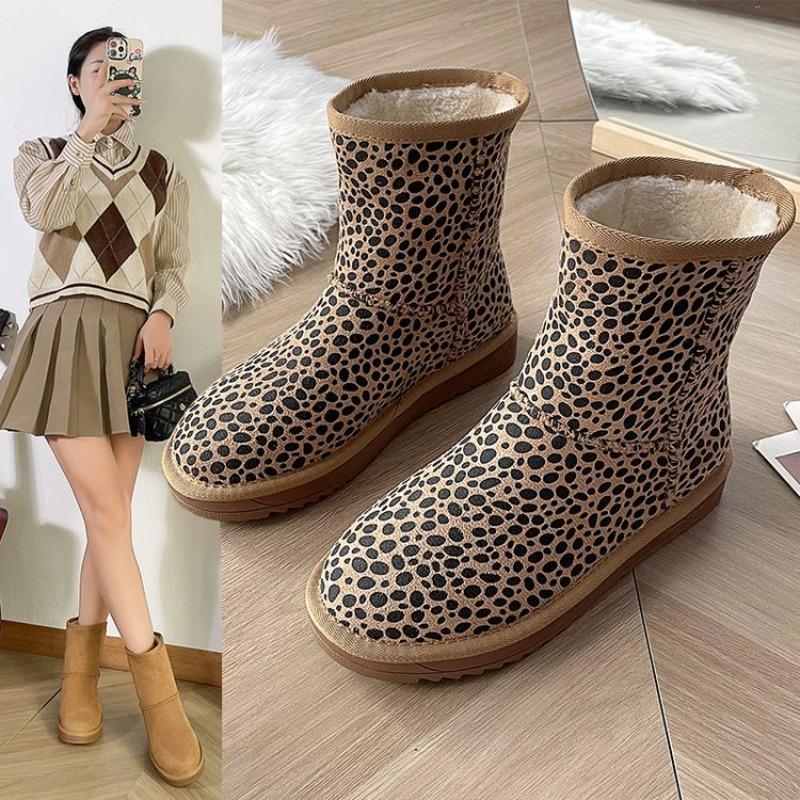 Large size snow boots for women's autumn and winter new wind velvet thickened thermal cotton boots cotton shoes for women