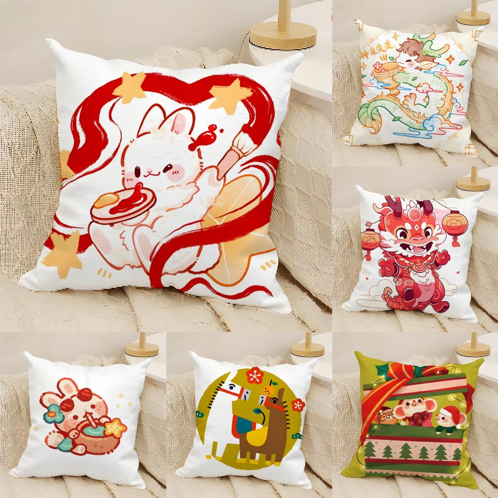 3 Cartoon Of An Oriental Dragon Illustration Pillow Case Home Living Room Decoration Linen Pillowcover Cushion Cover
