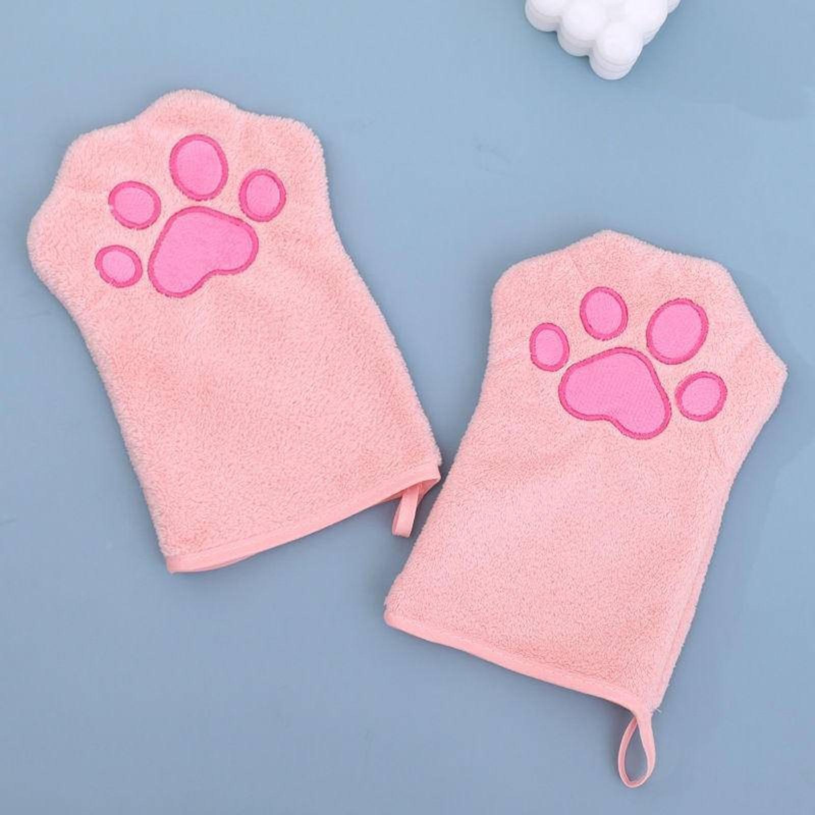 

Soft Absorbent Pet Glove Towel for Medium to Large Dogs Quick Drying Towel Thicken Fabric Hanging Grip 2 рожевий