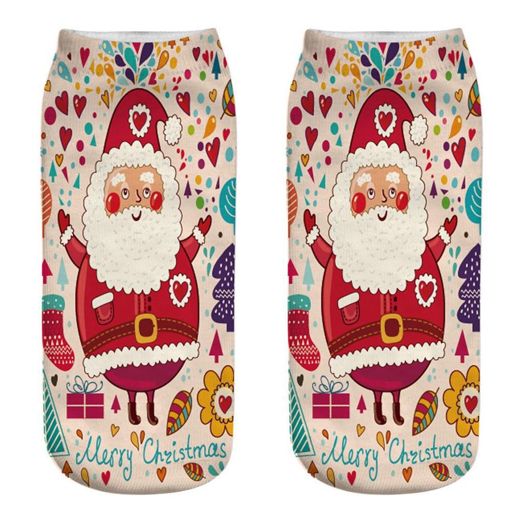 Casual Work Business Socks 3D Christmas Santa Elk Printing Medium Sports Socks
