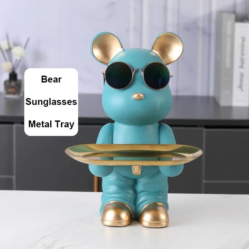 Bear Tray Bear Sculpture Piggy Bank Violent Bear Statue Resin Ornament Desktop Accessories Kids Gift Living Room Home Decor