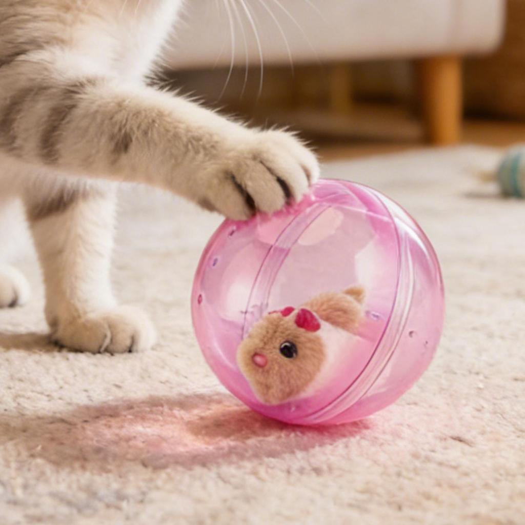 1pc Interactive Plush Toys Automatic Rolling Ball Hamster Realistic Electric Pet For Cat Dog Bunny Child Girl Boy House Playroom