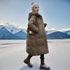 Down Cotton-padded Clothes Women's Long Knee-over Hooded Loose Thickened Windproof Cotton-padded Jacket