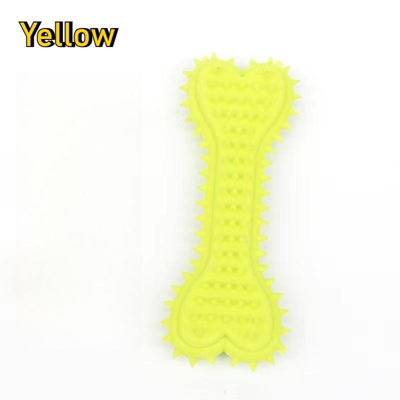 

1PC Bite-Resistant Soft Rubber Dog Chew Toy - Bone Shape Teeth Grinding Toy for Small Dogs Training жёлтый