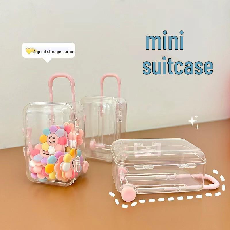 Cute Cartoon Number Jewelry Trolley Case: Transparent, Retractable Mini Storage Box