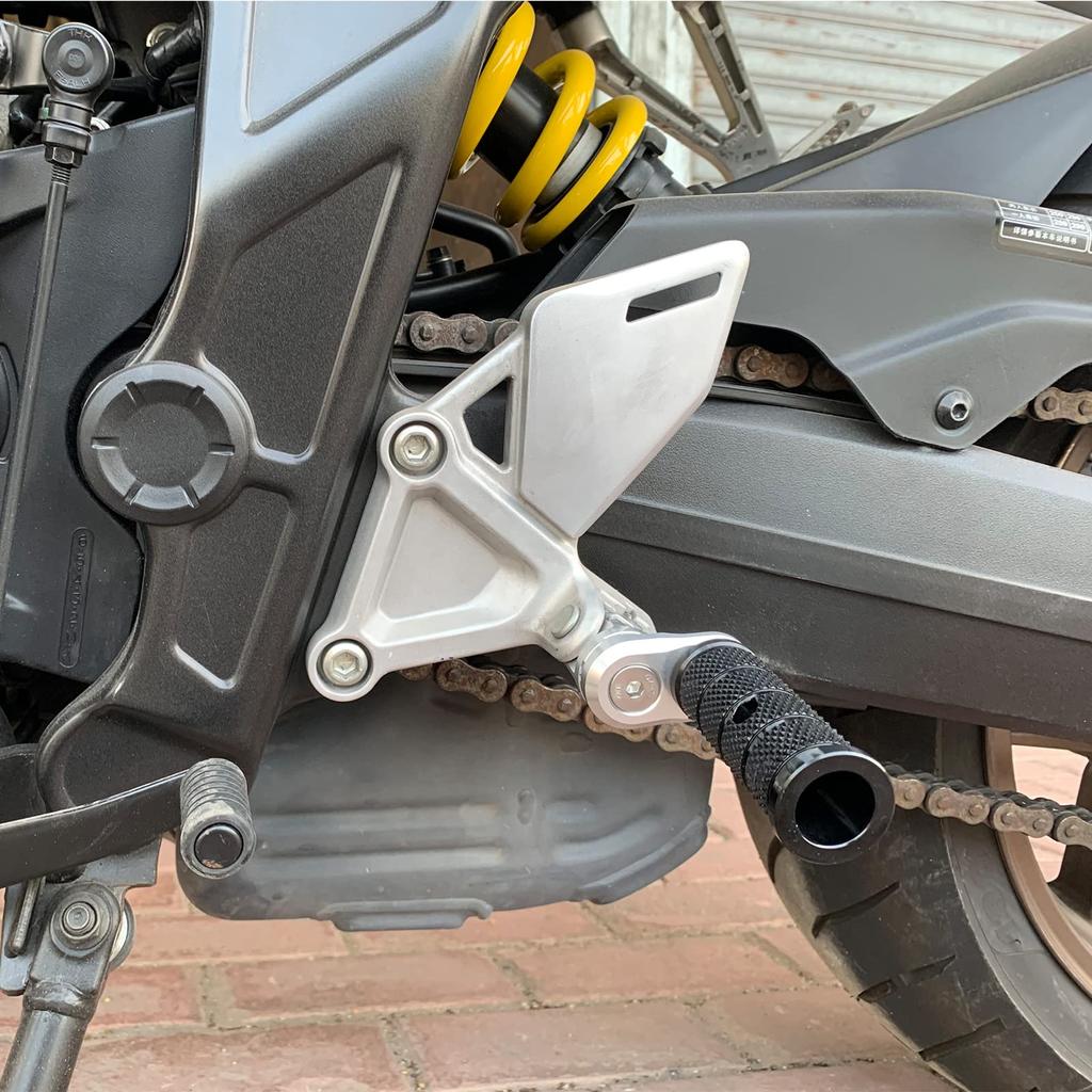 LEDISHUN Adjustable Step Bar Set for Kawasaki ZX-25R ZX-4R ZX-4RR Ninja 250 Ninja 400 Z250 Z400 (Black)