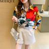 MODIQUE Frühling Sommer Übergröße Damen Locker Vintage Lässig Baumwolle Leinen Chiffon Blumenmuster Blusen Hemden Damenmode Übergröße Langarm Mäntel