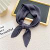 Women Square Scarf Plain Color Wavy Edge Pleated Neck Wear Temperament Thin Silky Crinkled Scarf for Office
