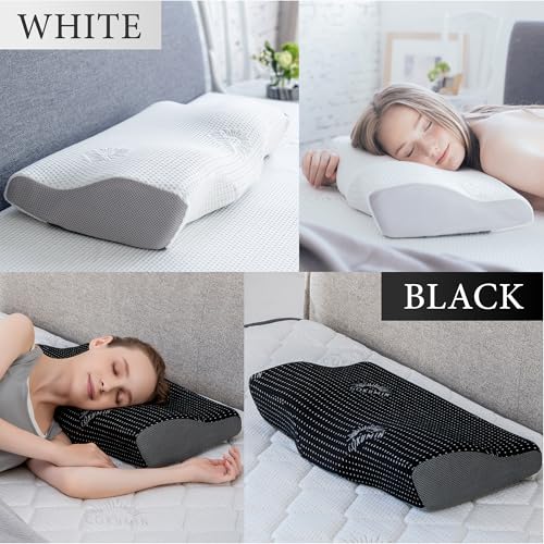 GOKUMIN Memory Foam Pillow [4-Level Height Adjustment for a Comfortable Sleep] High, Low, Non-Slip, Suitable for Side, Back, and Stomach Sleepers, Red
