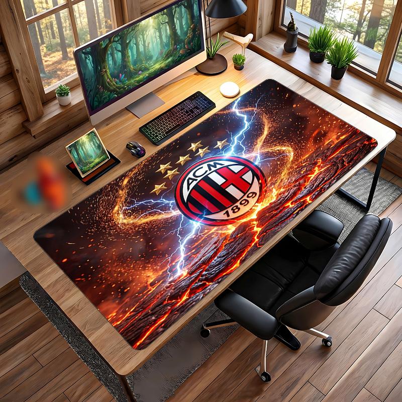 Tappetino per Mouse Grande Stampato AC Milan, Tappetino Morbido in Gomma Antiscivolo per Scrivania da Gioco per Ufficio Laptop Computer Decorazione