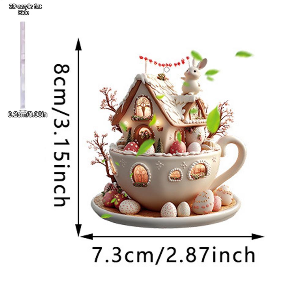 Christmas Coffee Cup Ornaments Coffee Mug Decorative Tree Hanging 2025 Xmas Navidad 2026 New Year Easter Bunny Party Supplies