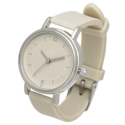 Fieldwork Women's Analog Watch with Silicone Strap and Laminated Accents, Beige, YM113-1