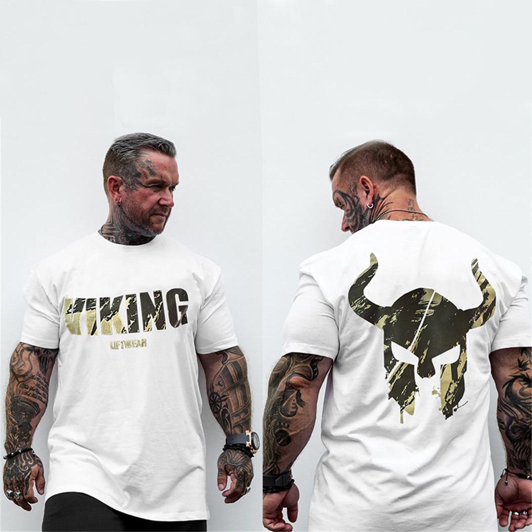 

2022 Чоловіча бавовняна спортивна футболка з коротким рукавом - Модний європейський та американський стиль XXXL