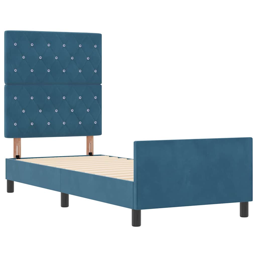 Boxspring Bed with Headboard Dark Blue 80 X 200 Cm Velvet
