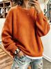 2026 European Autumn-Winter Ribbed Knit Round Neck Sweater - Loose, Comfortable Long Sleeve Pullover for Women