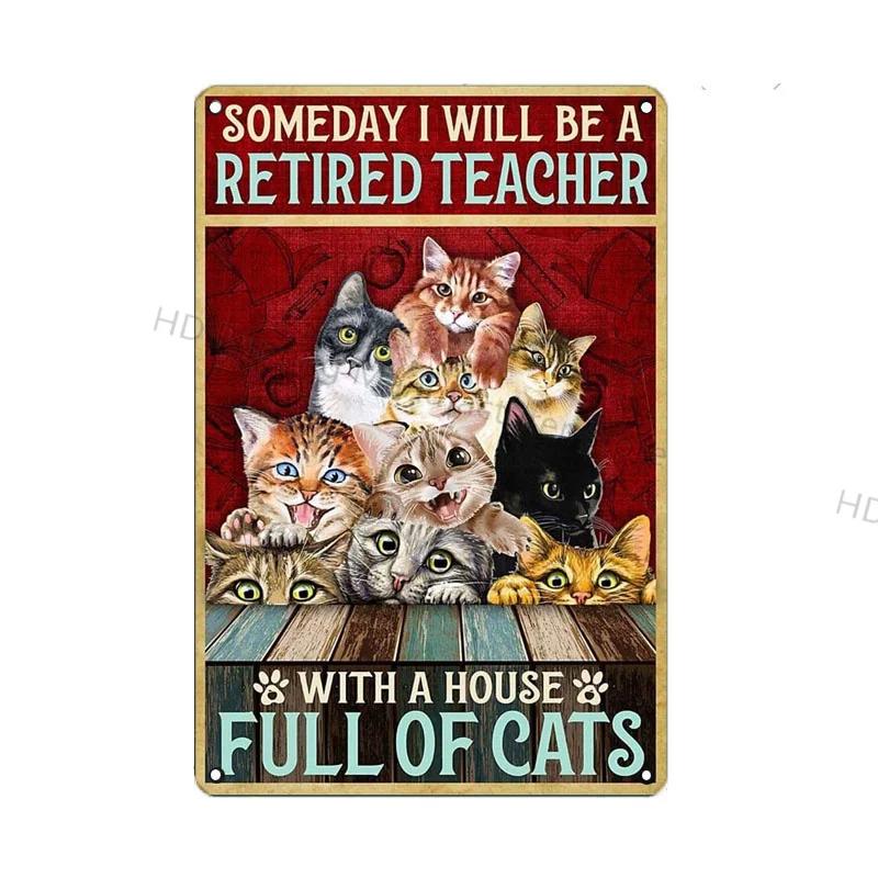 Black Cat Vintage Metal Sign Metal Retro Tin Plaque Poster For Bedroom Living Room Pet Shop Wall Decor Pin Up Funny Cat Plate