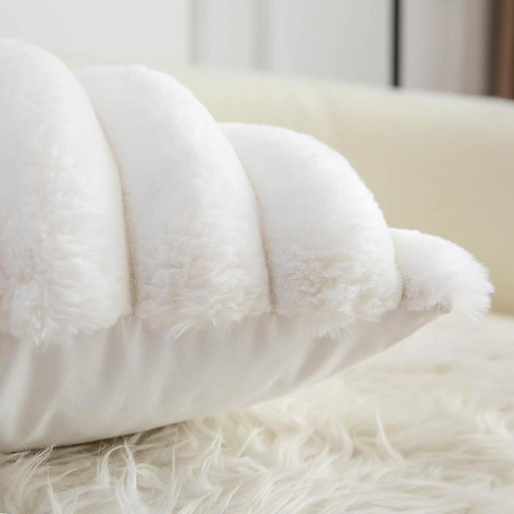 1pc 7cm striped plush cushion cover 30x50 45x45 50x50 soft decorative pillowcase home decor sofa throw pillow cover white beige