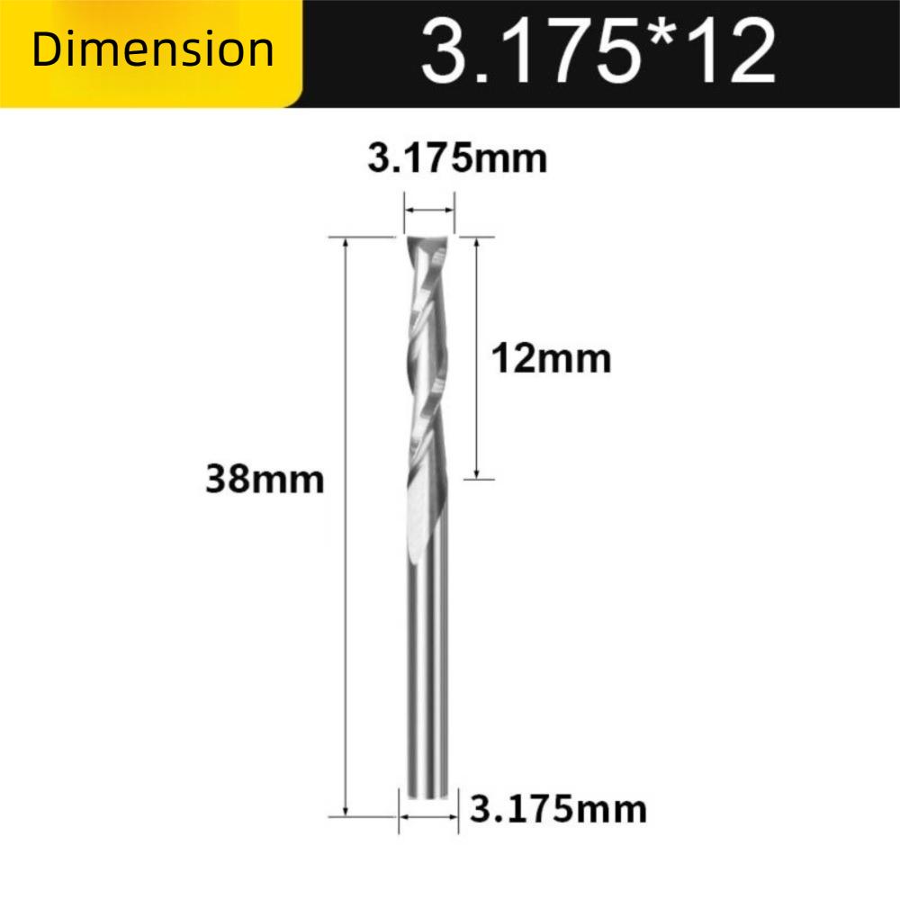 2 Flute Wood End Mill 1/8"(3.175mm) Shank Up Cut Carbide Spiral Cutters HRC45 2.0-3.175mm CNC Router Bit CNC Machining
