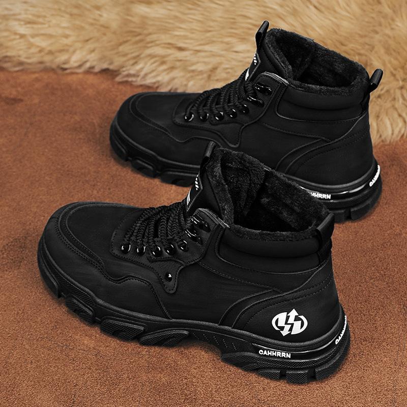 Winter 2024 New Medium and High-top Fashion British Tooling Men's Shoes Heightened Platform Outdoor Warm Martin Boots Men