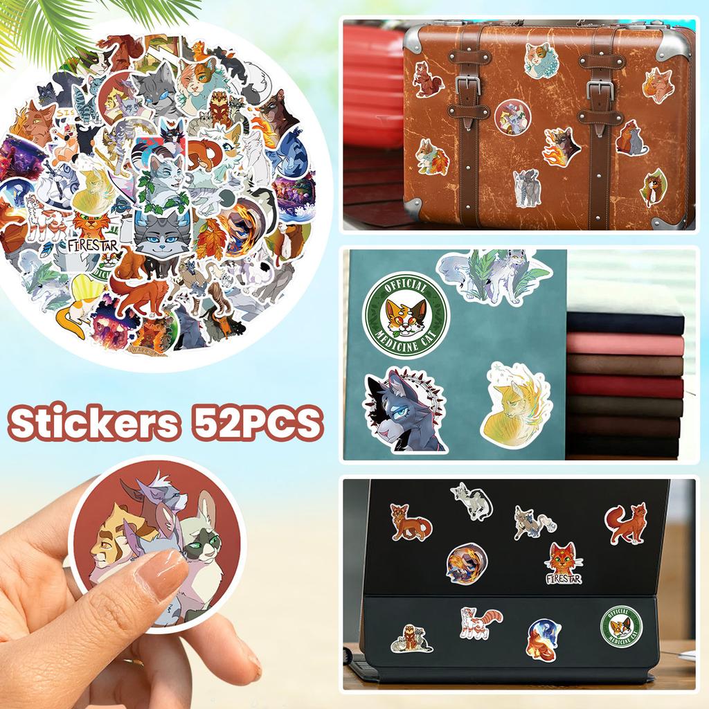 Cat Stickers 52PCS Cute And Funny Cat Toy Stickers For Books Waterproof Vinyl Stickers For Kids Adult Teen Birthday Party Supplies Decoration Gifts