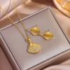 Top Luxury Gold Plated Copper Pendant Necklaces Earrings For Women Trendy Fashion Female Jewelry Set Girls Clavicle Chain