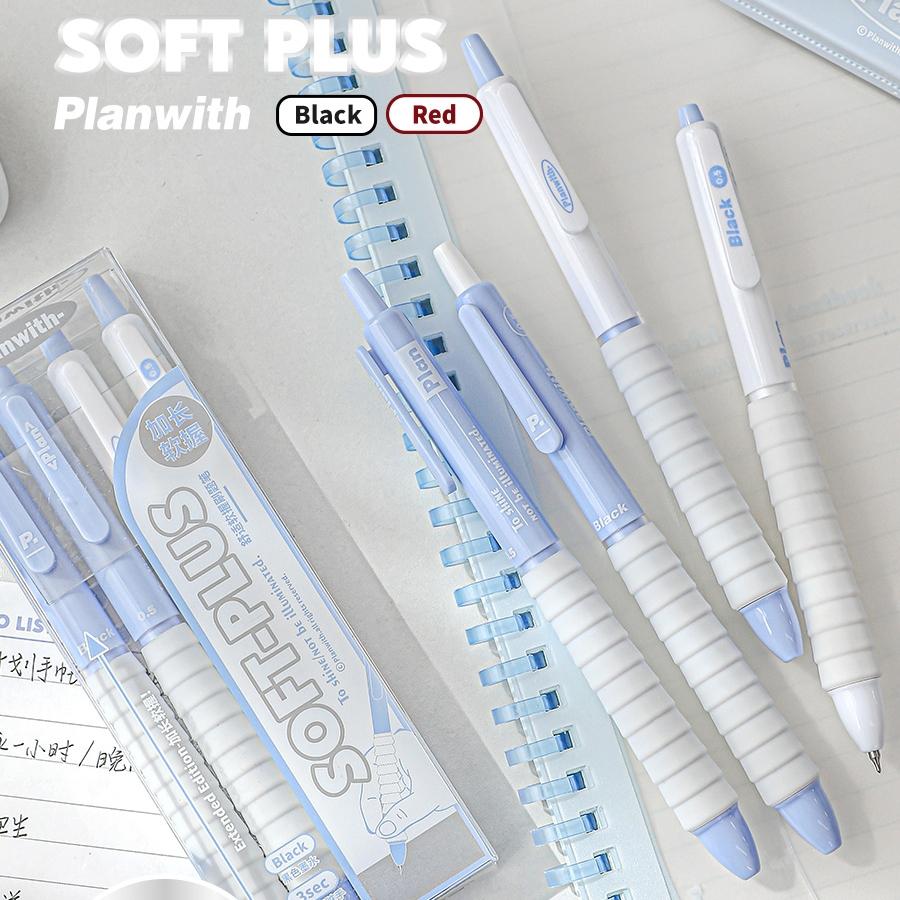 Sada 4ks gelových per Soft-plus Easy Grip 3s rychleschnoucí černo-červený barevný inkoust 0,5 mm kuličkové pero pro psaní