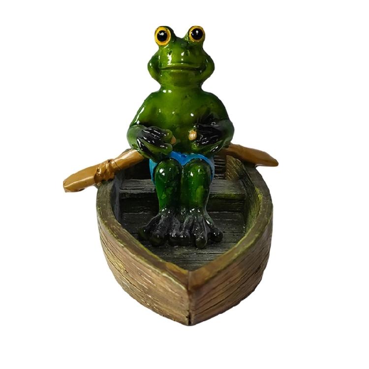 Unique Floating Turtles Frogs Sculpture With Rowing Theme Decorative Ornament For Outdoor Fountains Or Indoor Vignettes