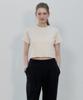 Basic House Women'S Round Crop Short Sleeve T-Shirt Cream Lats0202