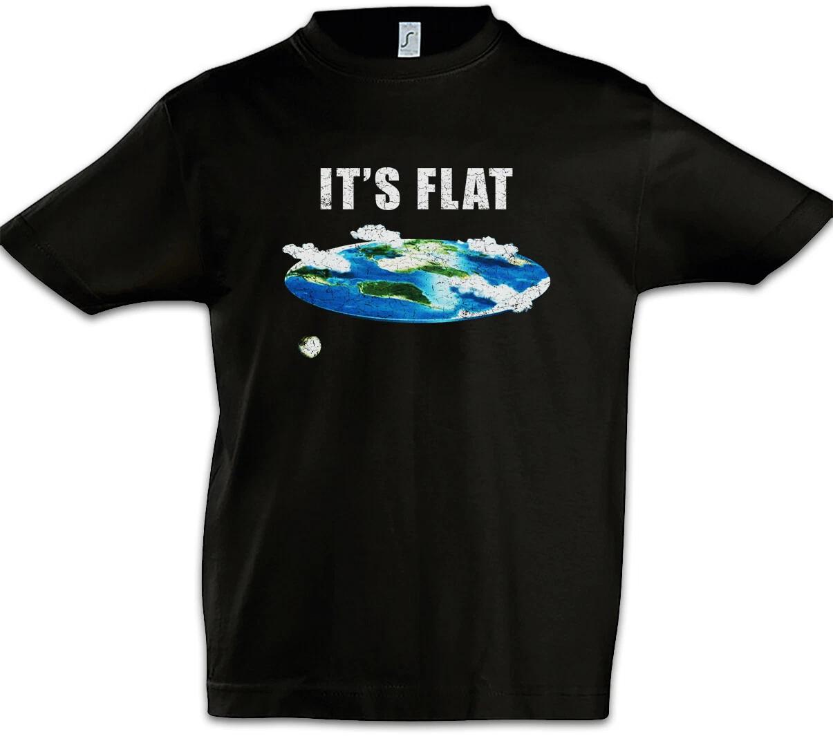 Flat Earth IV Kids Boys T-Shirt Astronaut Society Earth Disc Fun Space- 120
