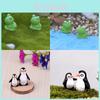 Charming Penguin Father And Son Miniature Decoration With Cute Blue Eyes Frog